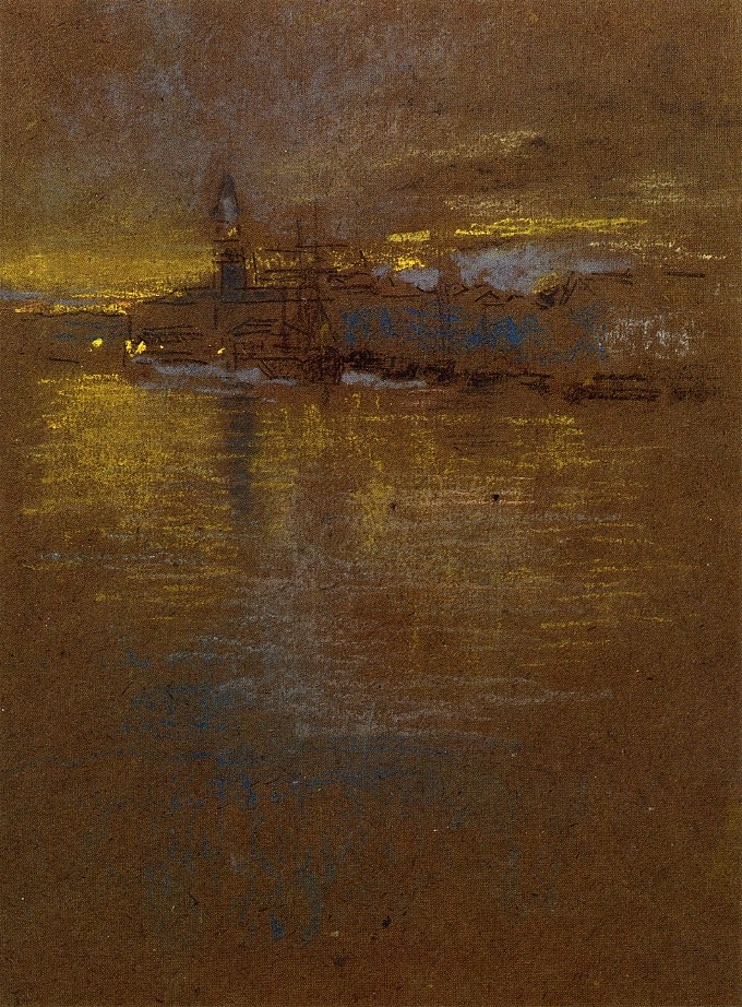 泻湖景观 View across the Lagoon (1879 - 1880)，詹姆斯·阿博特·麦克尼尔·惠斯勒