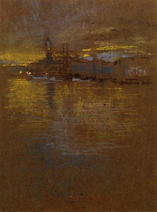 泻湖景观 View across the Lagoon (1879 – 1880)，詹姆斯·阿博特·麦克尼尔·惠斯勒