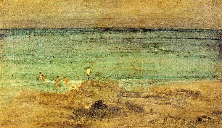 紫与蓝：小泳客 Violet and Blue: The Little Bathers (1888)，詹姆斯·阿博特·麦克尼尔·惠斯勒