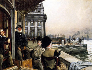 特拉法加酒馆露台，格林威治，伦敦 The Terrace of the Trafalgar Tavern, Greenwich, London (c.1878)，詹姆斯·天梭