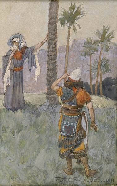 棕榈树下的黛博拉 Deborah Beneath the Palm Tree (c.1896 - c.1902)，詹姆斯·天梭