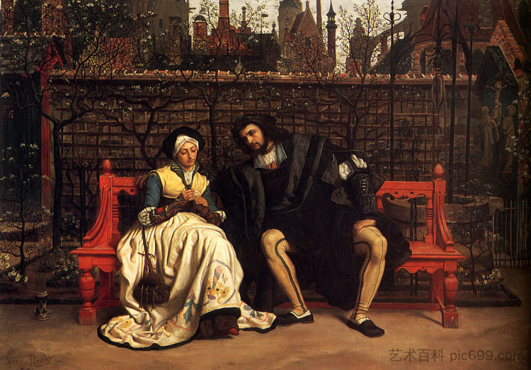 浮士德和玛格丽特在花园里 Faust and Marguerite in the Garden (1861)，詹姆斯·天梭