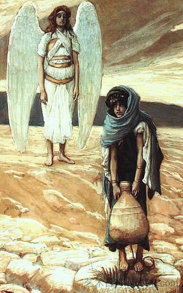 夏甲和沙漠中的天使 Hagar and the Angel in the Desert (1896 - 1900)，詹姆斯·天梭