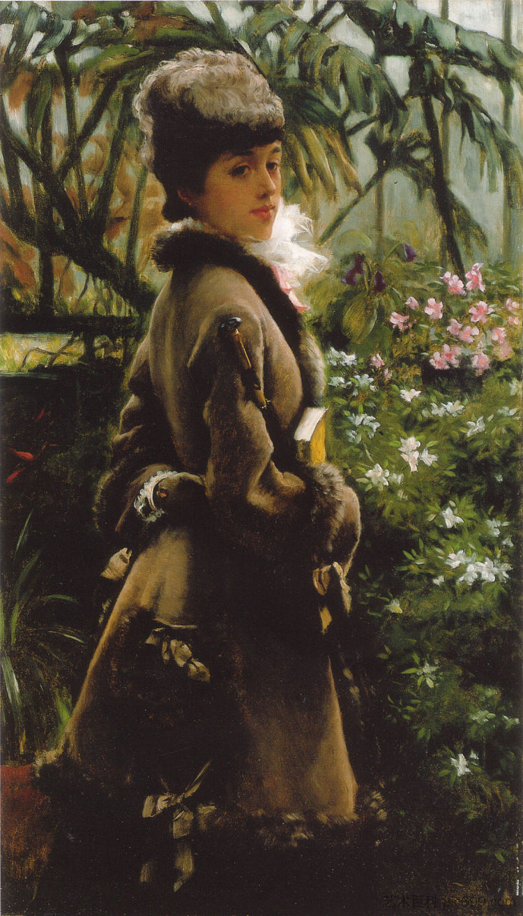 在温室里 In the greenhouse (c.1867 - c.1869)，詹姆斯·天梭