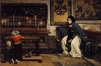 玛格丽特在教堂 Marguerite in Church (1860)，詹姆斯·天梭