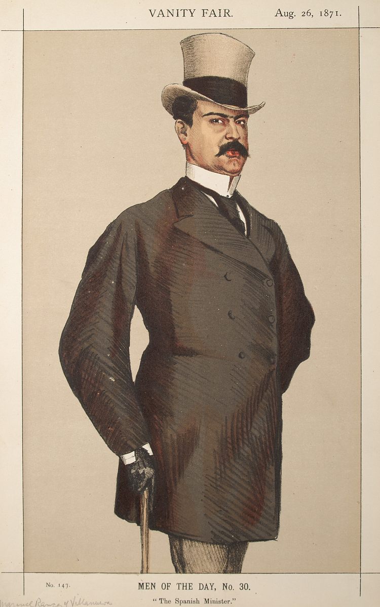 每日人物No.30° - 唐·曼努埃尔·兰斯·维拉纽瓦的漫画 Man of the day No.30° - Caricature of Don Manuel Rances-y-Villanueva (1871)，詹姆斯·天梭