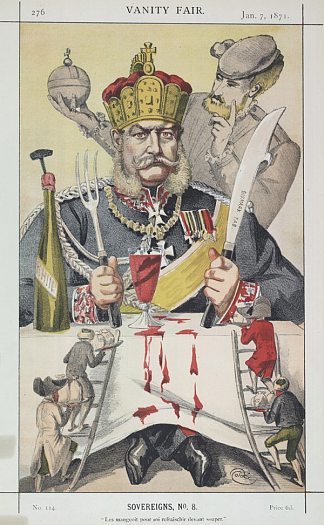 普鲁士国王威廉一世的君主8°漫画 Sovereigns No.8° Caricature of William I, King of Prussia (1870)，詹姆斯·天梭