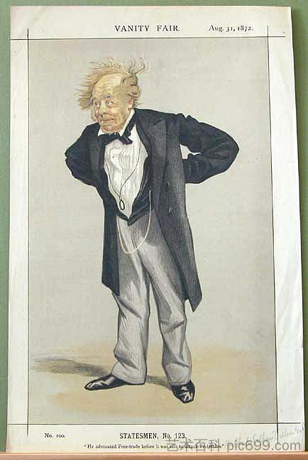 政治家No.123° - Rt.Hon的漫画维利尔斯议员 Statesman No.123° - Caricature of The Rt.Hon. C.P. Villiers M.P. (1872)，詹姆斯·天梭