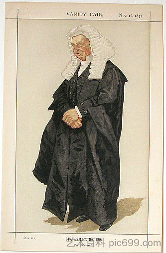 政治家No.129° - 漫画 Rt Hon HBW 品牌 M.P. Statesman No.129° - Caricature of The Rt Hon HBW Brand M.P. (1872)，詹姆斯·天梭