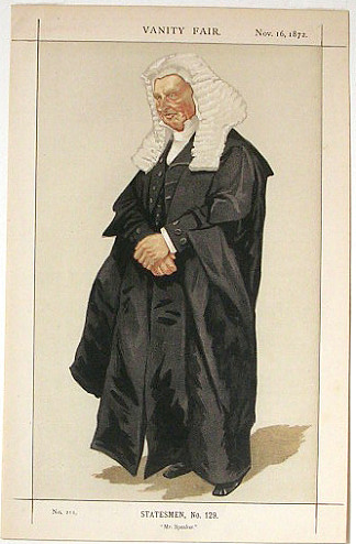 政治家No.129° – 漫画 Rt Hon HBW 品牌 M.P. Statesman No.129° – Caricature of The Rt Hon HBW Brand M.P. (1872)，詹姆斯·天梭