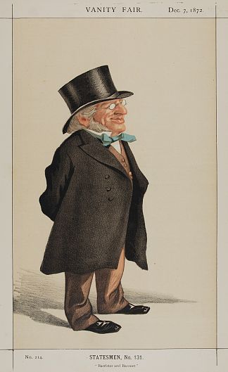 政治家No.131° – 弗朗西斯·戈德斯米德爵士的漫画 Statesman No.131° – Caricature of Sir Francis Goldsmid M.P. (1872)，詹姆斯·天梭