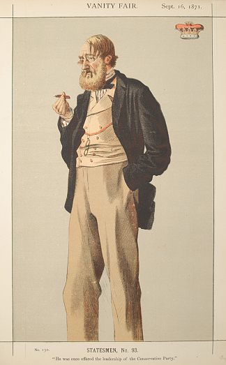 政治家No.093° – 拉特兰公爵漫画 Statesman No.093° – Caricature of The Duke of Rutland (1871)，詹姆斯·天梭