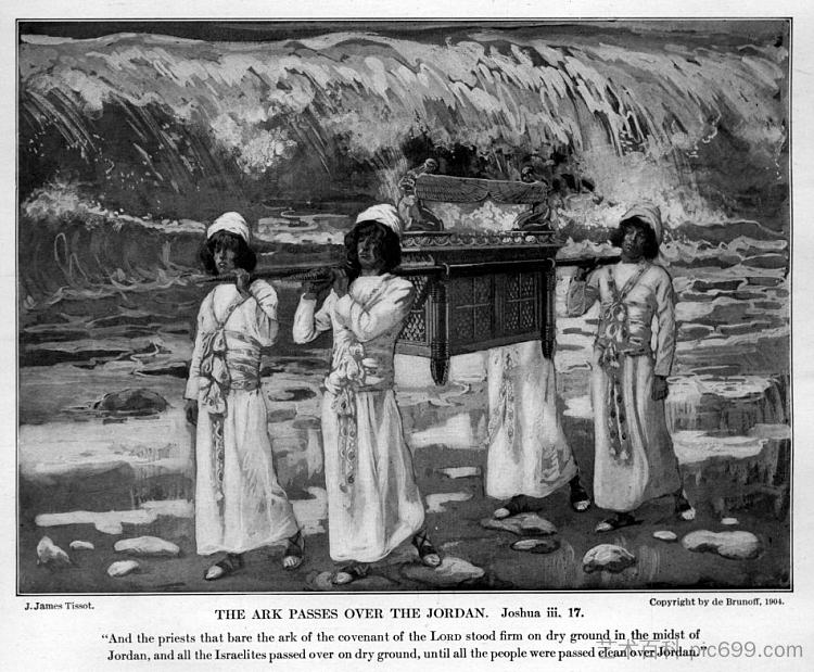 方舟越过约旦河 The Ark Passes Over the Jordan (c.1902)，詹姆斯·天梭