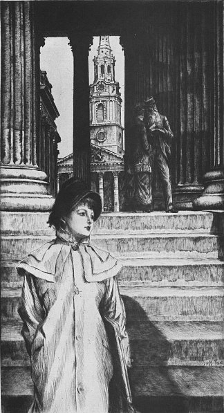 伦敦国家美术馆的门廊 The portico of the National Gallery London (1878)，詹姆斯·天梭