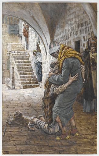 浪子归来，《基督的生平》插图 The Return of the Prodigal Son, illustration for ‘The Life of Christ’ (c.1886 – c.1896)，詹姆斯·天梭