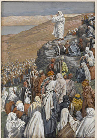 登山宝训，“基督的生平”插图 The Sermon on the Mount, illustration for ‘The Life of Christ’ (c.1886 – c.1896)，詹姆斯·天梭