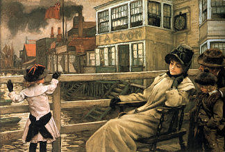 等待渡轮 Waiting for the Ferry (c.1878)，詹姆斯·天梭