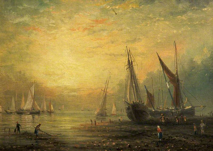 日落时分的海景与游艇 A Seascape with Yachts at Sunset，詹姆斯·韦伯