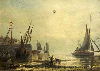 海景与港口的游艇 A Seascape with Yachts from a Harbour，詹姆斯·韦伯