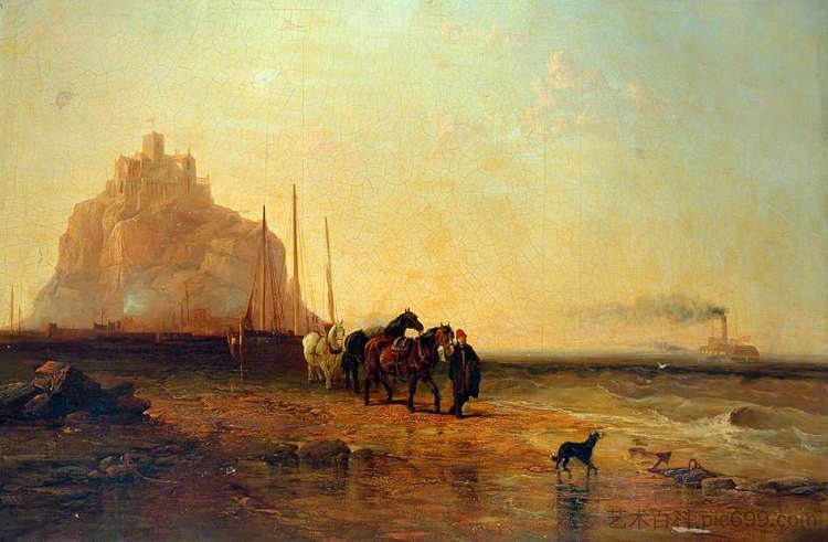 傍晚圣迈克尔山 Evening off St Michael's Mount (1855)，詹姆斯·韦伯