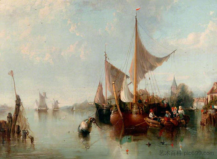 比利时布鲁日的渔船 Fishing Boats in Bruges, Belgium，詹姆斯·韦伯