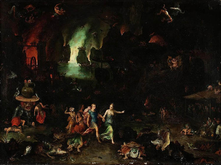 埃涅阿斯和冥界的库迈亚西比尔 Aeneas and the Cumaean Sibyl in the Underworld，老扬·勃鲁盖尔