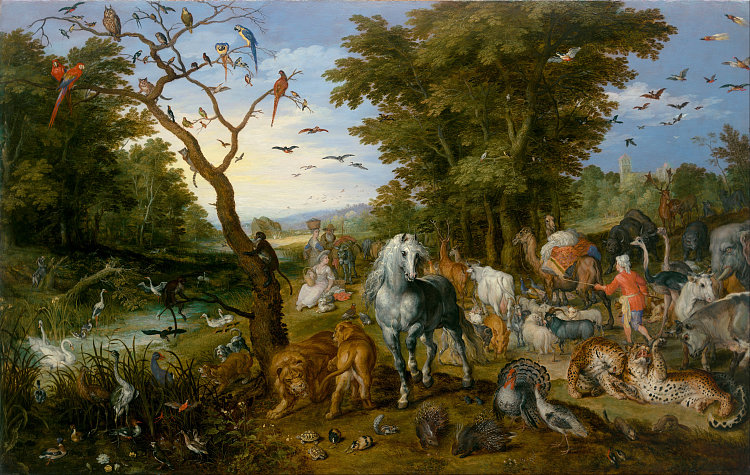 动物进入诺亚方舟 The Entry of the Animals into Noah's Ark (1613; Belgium  )，老扬·勃鲁盖尔