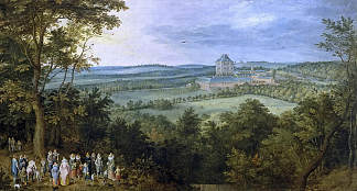 玛丽蒙特城堡前的大公和公司 The Archdukes and Company Before Mariemont Castle，老扬·勃鲁盖尔