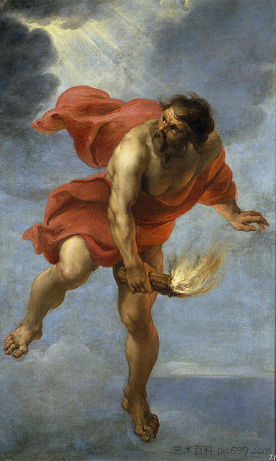 普罗米修斯携带火 Prometheus Carrying Fire (1637)，扬·科西尔