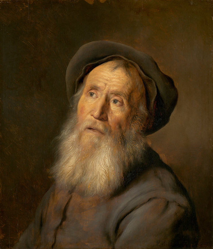 戴贝雷帽的大胡子男人 Bearded Man with a Beret (c.1630; Netherlands  )，扬·利文斯