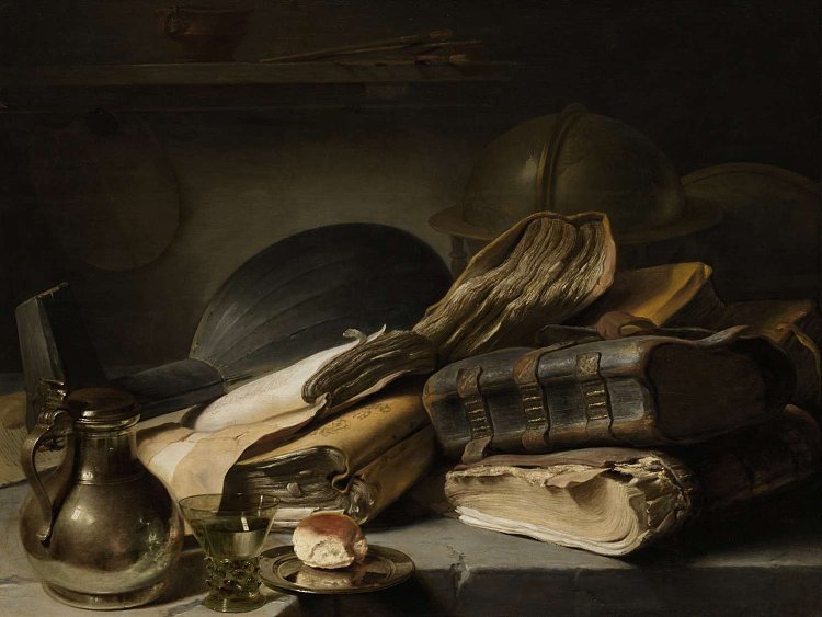 静物与书籍 Still Life with Books (c.1627 - c.1628; Netherlands  )，扬·利文斯