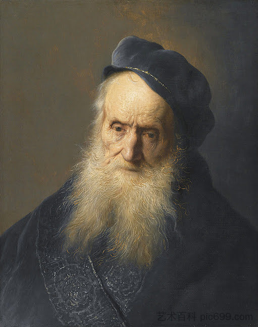 研究戴帽子的大胡子老人的头和肩膀 Study of the Head and Shoulders of an Old Bearded Man Wearing A Cap (c.1629; Netherlands  )，扬·利文斯