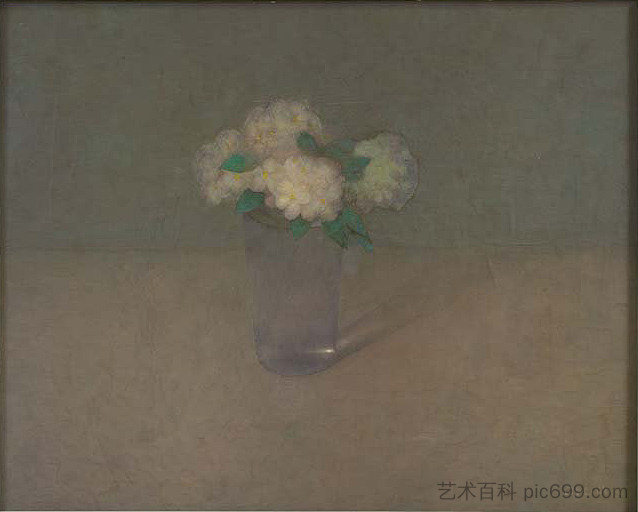 静物与苹果花 Still Life With Apple Blossom (c.1913)，扬·曼克斯