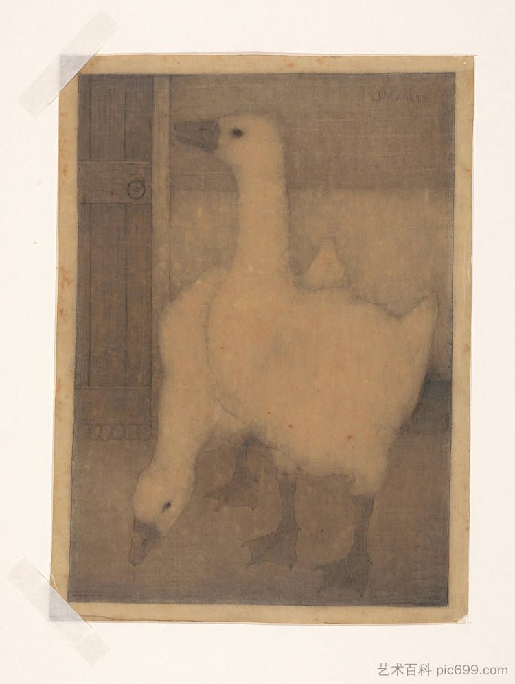 两只鹅 Two geese (c.1920)，扬·曼克斯