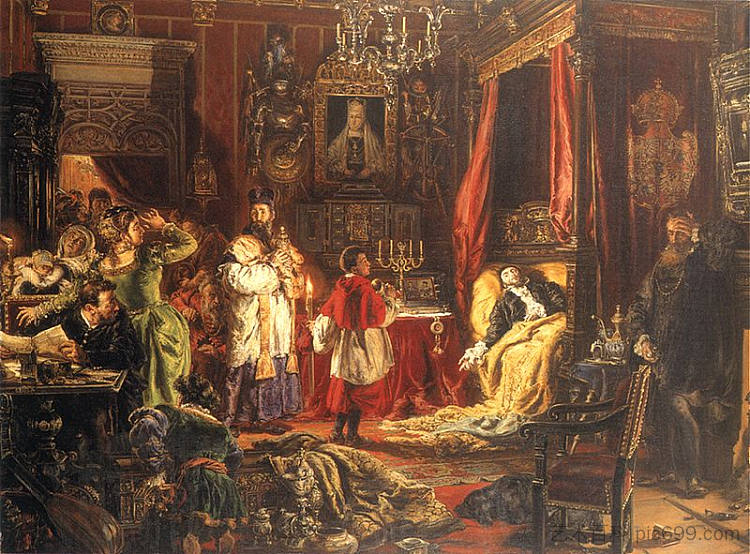 西吉斯蒙德·奥古斯都死于克尼辛 Death of Sigismund Augustus at Knyszyn，扬·马泰伊科