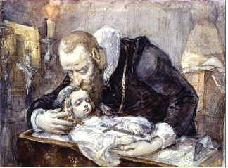 扬·科恰诺夫斯基（Jan Kochanowski）在女儿的尸体上 Jan Kochanowski over the dead body of his daughter (1862)，扬·马泰伊科