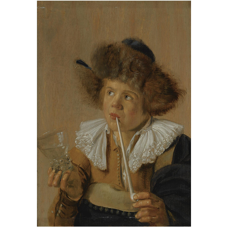 抽烟斗的男孩——代表“味觉”的五种感官之一 Boy Smoking a Pipe - One of the Five Senses Representing "taste" (1637)，让·米恩斯·莫勒奈尔