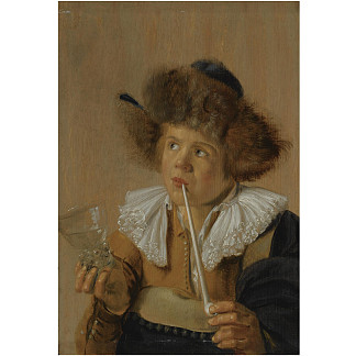 抽烟斗的男孩——代表“味觉”的五种感官之一 Boy Smoking a Pipe – One of the Five Senses Representing “taste” (1637)，让·米恩斯·莫勒奈尔