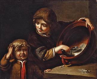 两个孩子在用餐 Zwei Kinder Bei Der Mahlzeit，让·米恩斯·莫勒奈尔