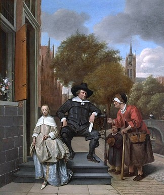 代尔夫特的市民和他的女儿 Burgher of Delft and his Daughter (1655)，扬·斯蒂恩