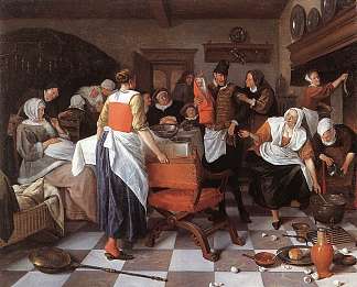 庆祝诞生 Celebrating the Birth (1664)，扬·斯蒂恩