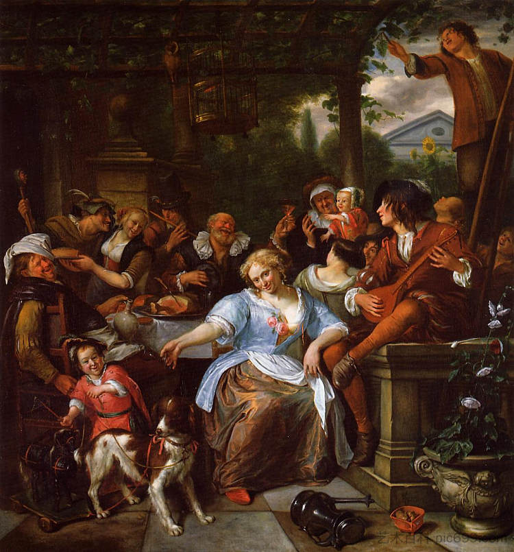 露台上的快乐公司 Merry Company on a Terrace (c.1673 - 1675),扬·斯蒂恩