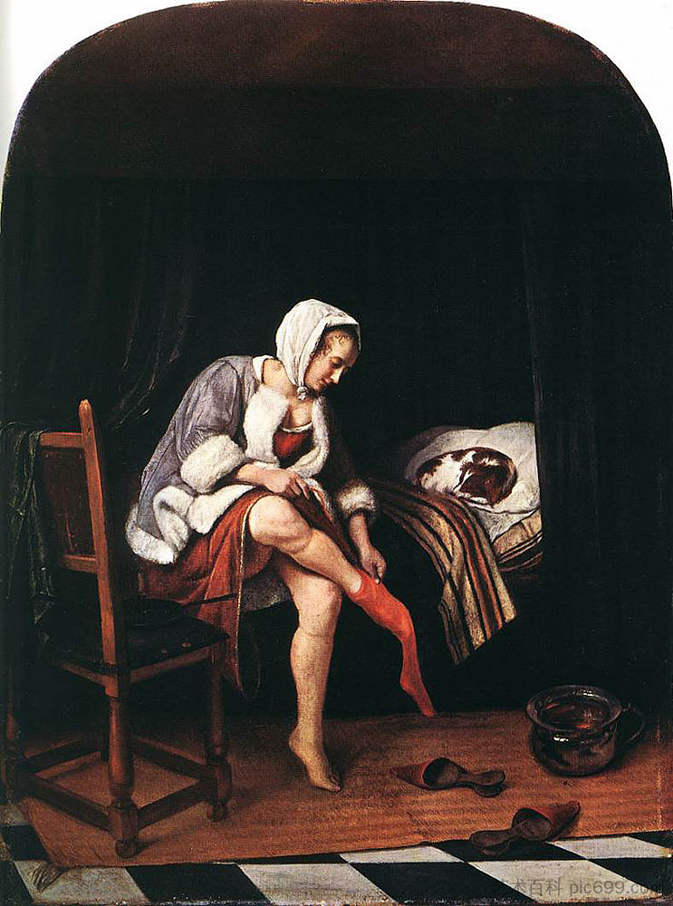 早晨厕所 Morning Toilet (1665),扬·斯蒂恩