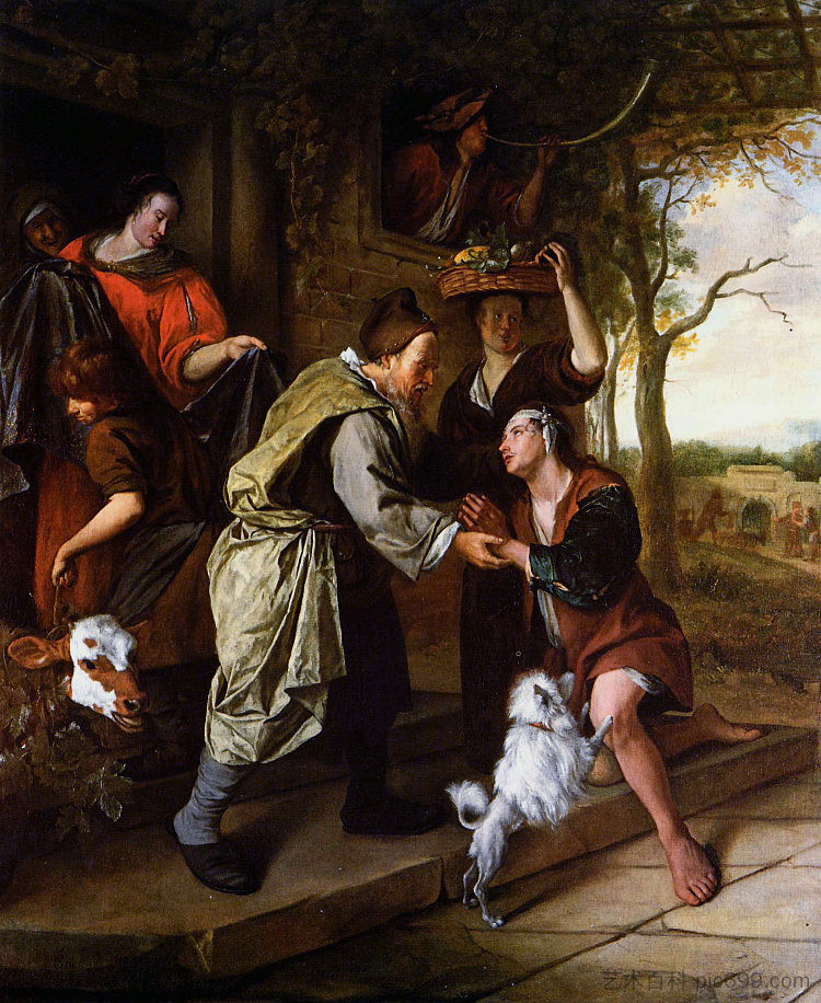 浪子回头 Return of the prodigal son (c.1668 - 1670)，扬·斯蒂恩