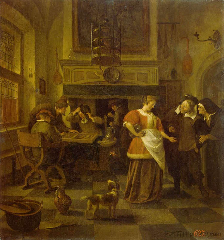 酒馆场景 Tavern Scene (c.1670)，扬·斯蒂恩