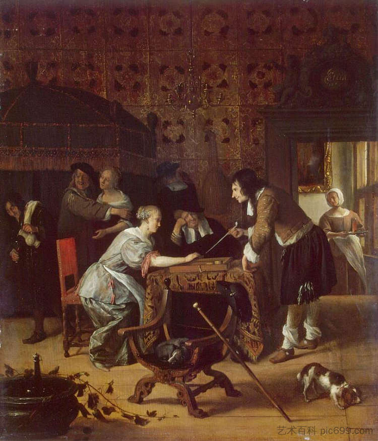 特里克特拉克球员 Tric Trac Players (1667)，扬·斯蒂恩