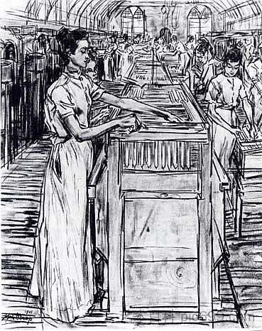 豪达蜡烛工厂的女员工 Female employees in the Candle factory in Gouda (1905)，简·托罗普
