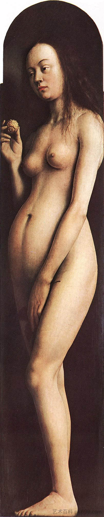 夏娃，来自根特祭坛画的右翼 Eve, from the right wing of the Ghent Altarpiece (1425 - 1429)，扬·凡·艾克