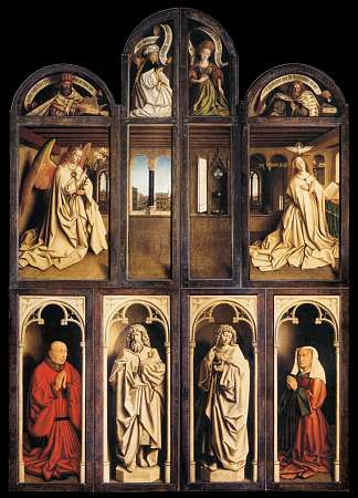 根特祭坛画（外观） The Ghent Altarpiece (exterior) (1432)，扬·凡·艾克