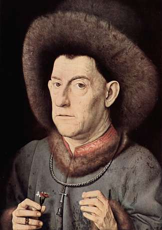 一个拿着康乃馨的男人的肖像 Portrait of a Man with Carnation (c.1435)，扬·凡·艾克